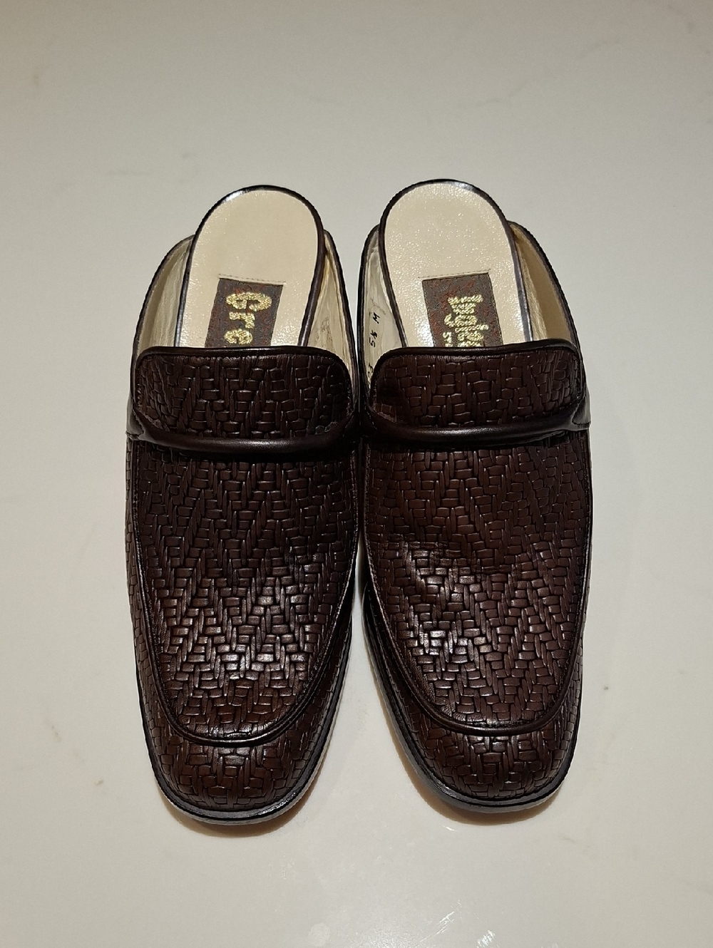 Ingledew's Chocolate Brown Woven Leather Square-toe Heeled Mules (Size 5.5) - Picture 2 of 7